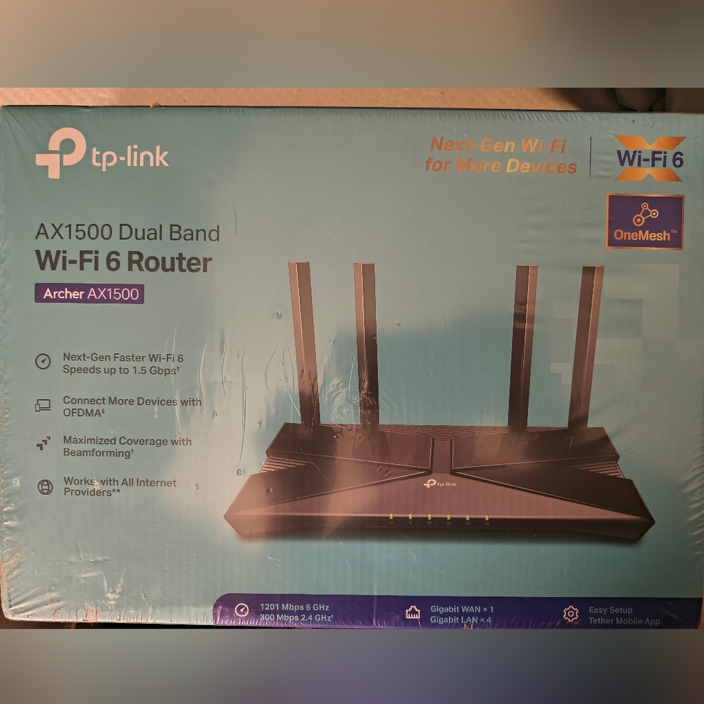 NEW TP-Link AX1500 Dual Band Wi-Fi 6 Router - Black